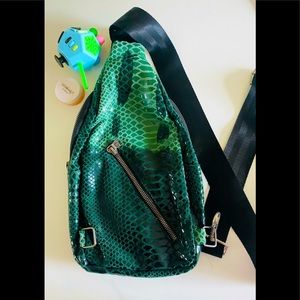Cow Leather Bag with Snake Pattern